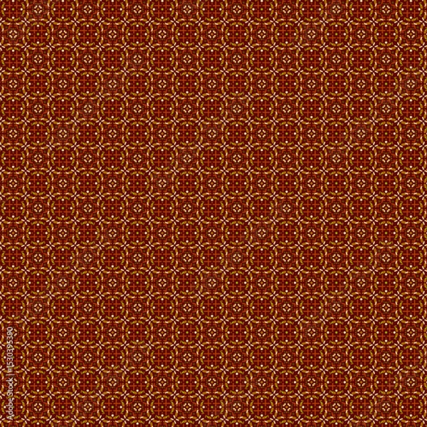 Fototapeta Simple abstract geometric mosaic pattern in olive green, orange, brown shades Limited autumn colors For textile design, home decor, packaging