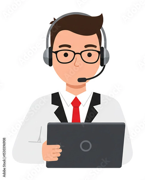 Fototapeta 親切な笑顔 丁寧な対応 ウェブサポート男性