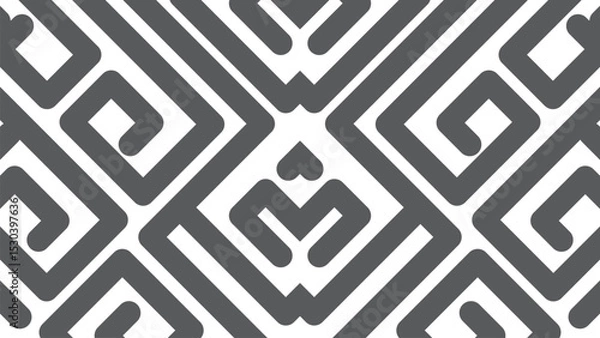 Obraz bold tribal geometric pattern with repeating symmetrical lines in minimalist black and white style