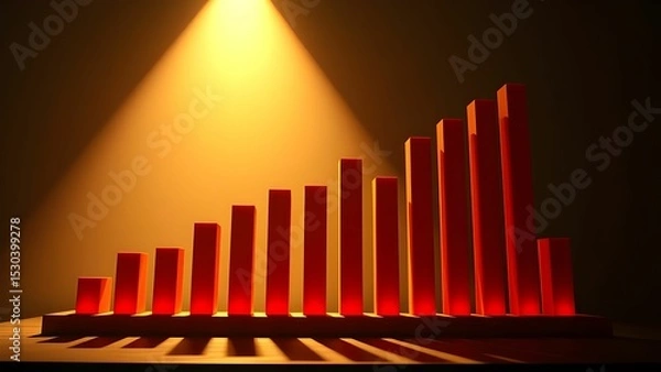 Obraz business graph on red background