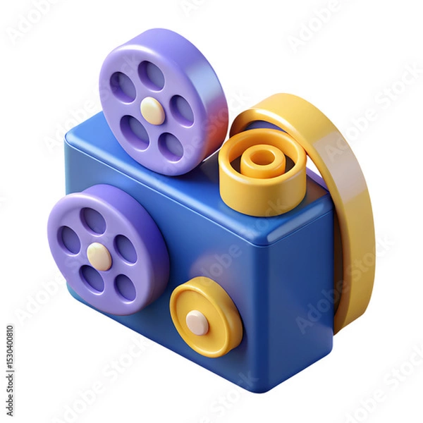 Obraz Stylized 3d render of a retro film projector