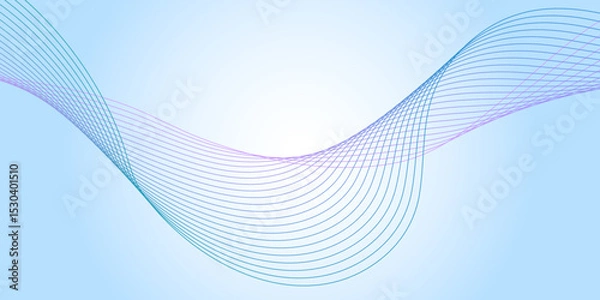 Fototapeta Abstract blue gradient background with shining lines waves.