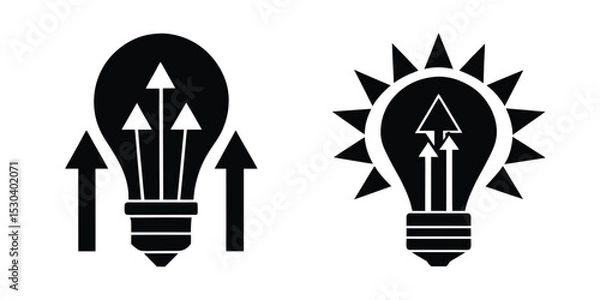 Fototapeta Light Bulb With Ascending Arrows Symbolizing Growth Isolated on White Background