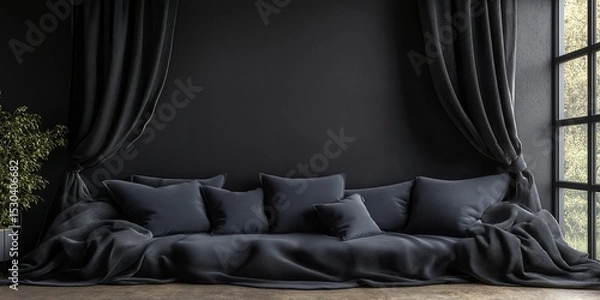 Fototapeta Curtains or sofa concept art with detailed visuals, rich colors, high quality design, perfect for presentations and creative mockups, AI generated art