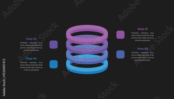 Fototapeta Infographic Template with 4 Stacked Layers