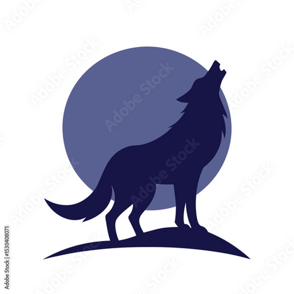 Obraz wolf howling at moon vector art