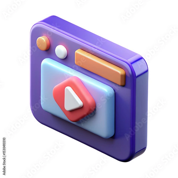 Obraz 3d render of a play button on a media player interface