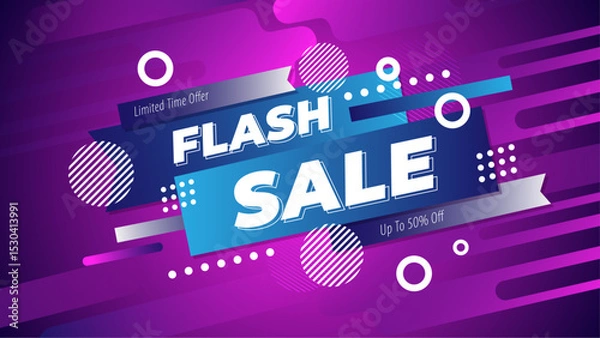 Obraz Flash Sale Banner With Purple Colors and Special Offer Information