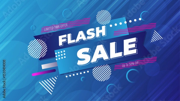 Obraz Flash Sale Banner With Blue Colors and Special Offer Information