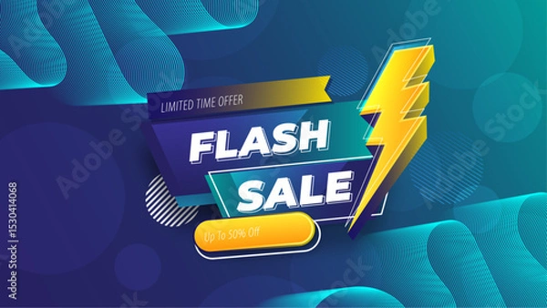Obraz Flash Sale Banner With Blue Colors and Special Offer Information