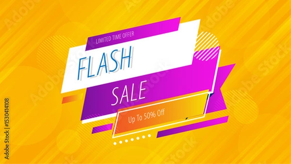 Obraz Bright Flash Sale Banner With Yellow Colors and Special Offer Information