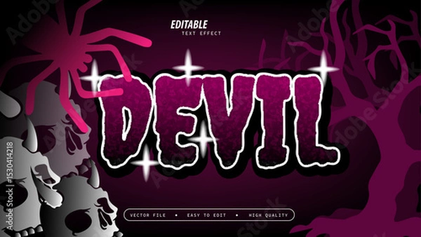 Obraz Devil Text Effect with Glossy and Vector Illustration