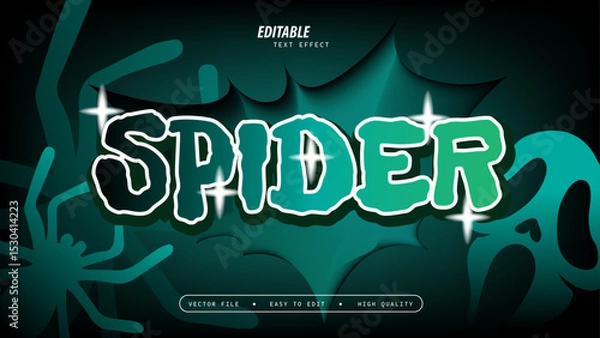 Fototapeta Spider Text Effect with Glossy and Vector Illustration