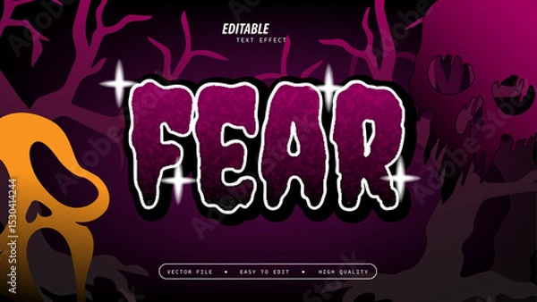 Obraz Fear Text Effect with Glossy and Vector Illustration
