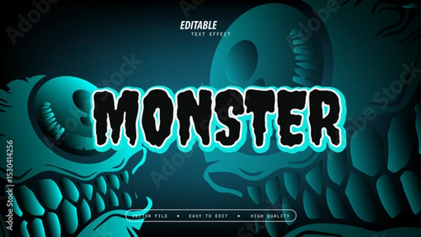 Obraz Monster Text Effect with Glossy and Vector Illustration