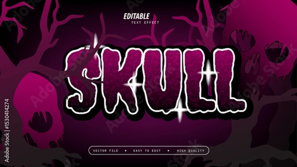 Obraz Skull Text Effect with Glossy and Vector Illustration