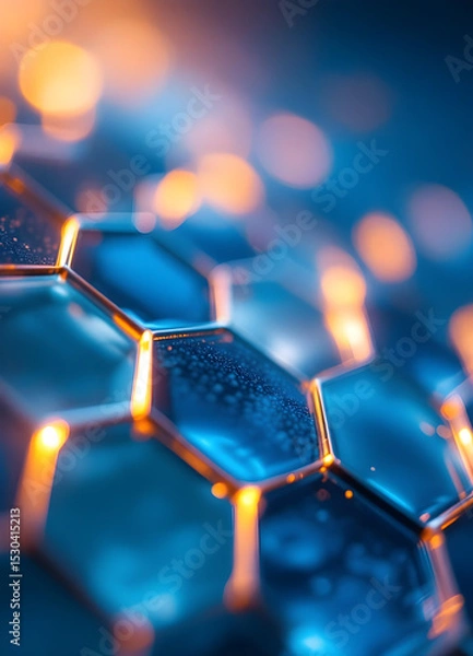 Fototapeta Abstract background with colorful hexagon pattern. Futuristic digital illustration for web and business technology.