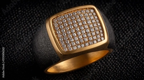 Obraz Square-shaped ring adorned with sparkling diamonds.