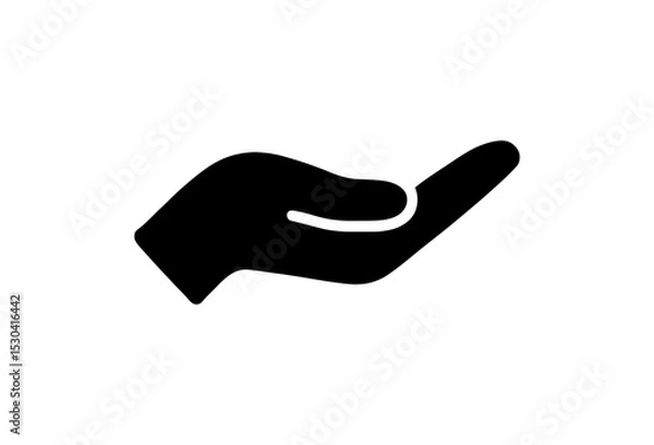 Obraz Open Hand Gesture Symbol in Black Isolated on White Backdrop