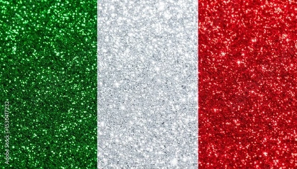 Fototapeta イタリア国旗デザインに配色されたグリッターラメ。AIで生成