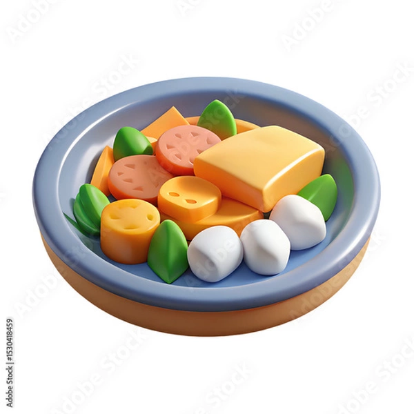 Obraz 3d render of cheese and mozzarella dish