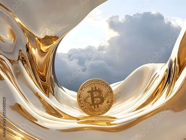 Fototapeta Bitcoin, Bitcoin Coin, Cryptocurrency, Coin Rising, Coin Falling, Generative AI	