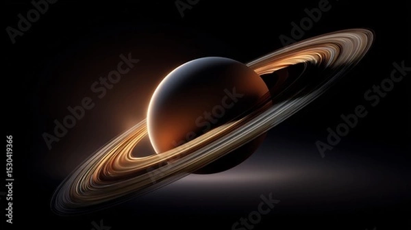 Obraz A ringed planet in a dark cosmic backdrop.