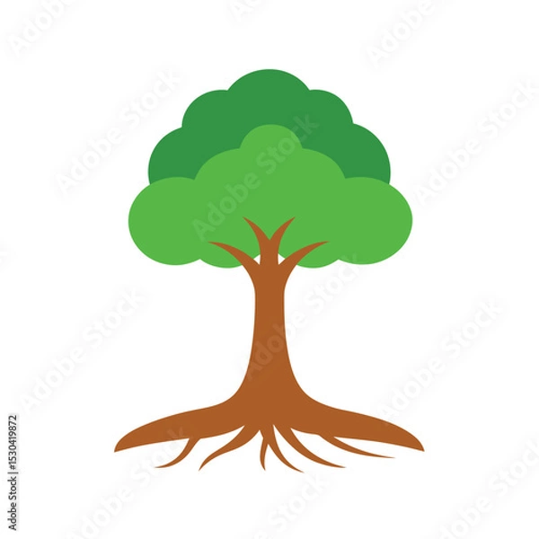 Fototapeta vector tree with green leaves