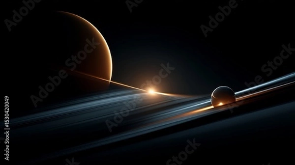 Obraz Planetary rings and celestial bodies in deep space.