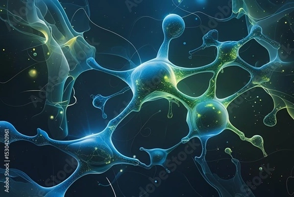 Fototapeta Abstract biology shapes, glowing textures, science theme