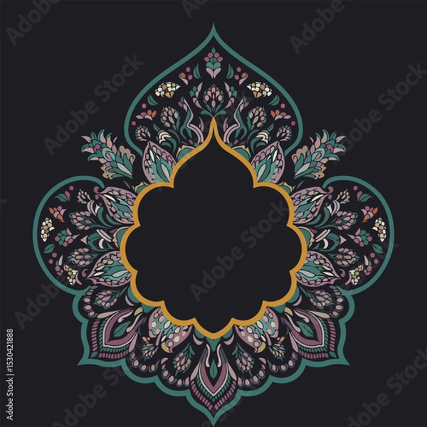 Fototapeta Elegant Islamic Floral Frame for Invitations and Decorations