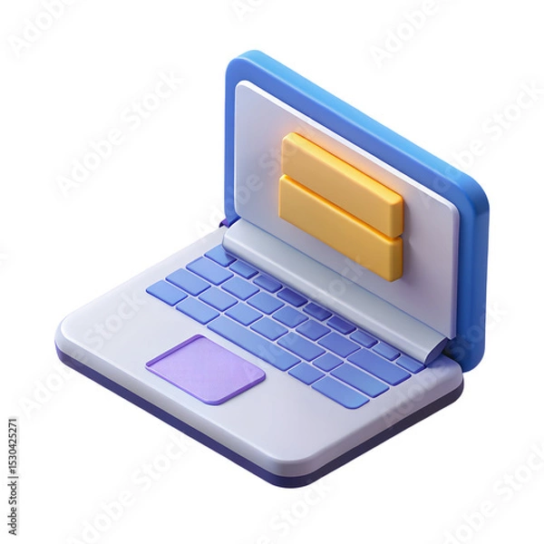 Obraz Isometric 3d render of a modern laptop