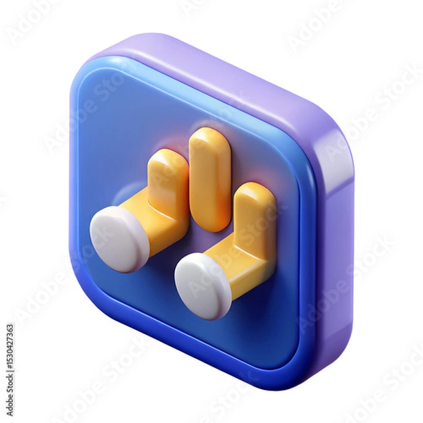 Obraz 3d render abstract button with yellow and blue gradient