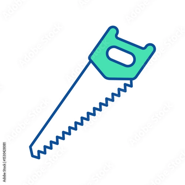 Fototapeta Hand saw icon. Construction tool. Color vector instrument illustration