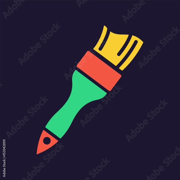 Fototapeta Paint brush icon. Construction tool. Color vector instrument illustration