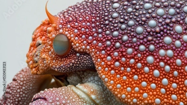 Obraz Close-up of a colorful crab's head, speckled with tiny orbs