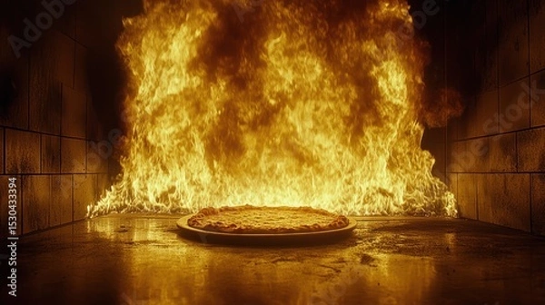 Obraz Pizza in a blazing oven