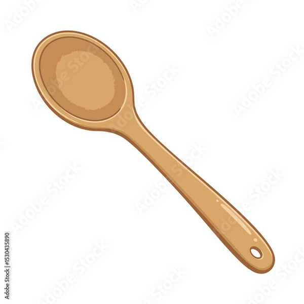 Obraz 3D set of wooden kitchen utensils isolated on white background. Vector realistic illustration of yellow spoon and spatula, reusable tableware made of organic material, restaurant cooking tools