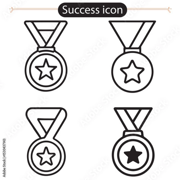 Obraz Vector set of gold, silver, and bronze medals with ribbons, perfect icons for award, sport, or business achievement designs