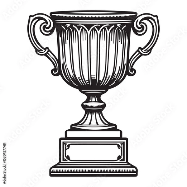 Obraz Winning isn't everything, it's the only thing! This image features a shiny silver trophy cup, an icon of victory, isolated on white, symbolizing a golden achievement and the champion's prize in sport