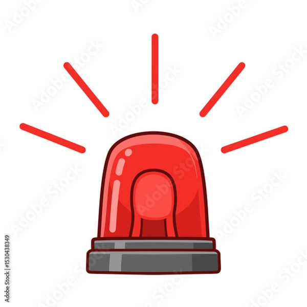 Obraz Red Emergency siren icon with exclamation point symbol in flat style. Business concept for web, marketing,banner, mobile app and graphic design elements. Police alarm,Medical alert vector illustration