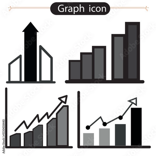Obraz Set of business growth charts with upward arrows illustrating financial success and market profit increase