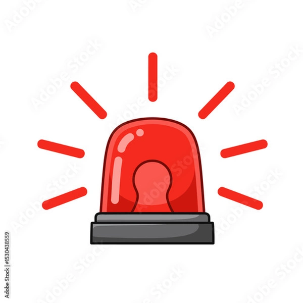 Obraz Red Emergency siren icon with exclamation point symbol in flat style. Business concept for web, marketing,banner, mobile app and graphic design elements. Police alarm,Medical alert vector illustration
