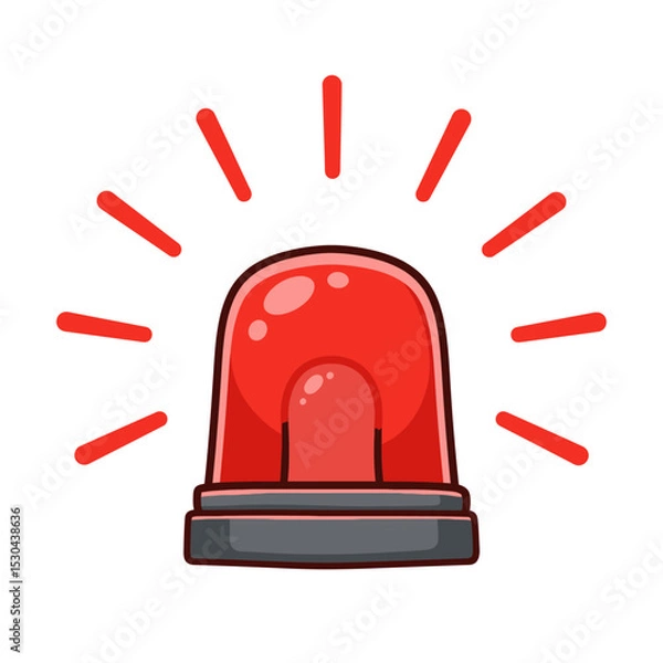 Obraz Red Emergency siren icon with exclamation point symbol in flat style. Business concept for web, marketing,banner, mobile app and graphic design elements. Police alarm,Medical alert vector illustration