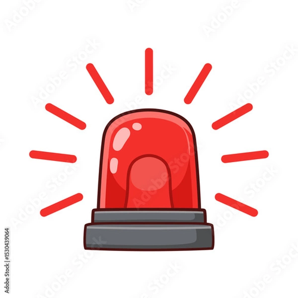 Obraz Red Emergency siren icon with exclamation point symbol in flat style. Business concept for web, marketing,banner, mobile app and graphic design elements. Police alarm,Medical alert vector illustration