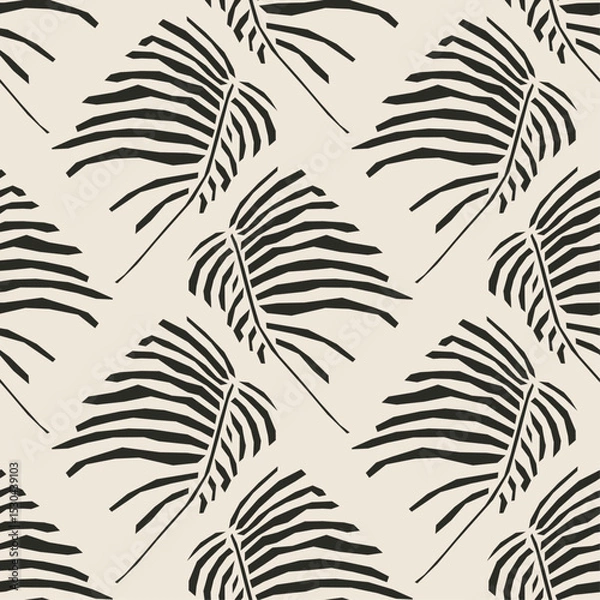 Obraz Trendy minimalist seamless botanical pattern with abstract creative hand drawn composition