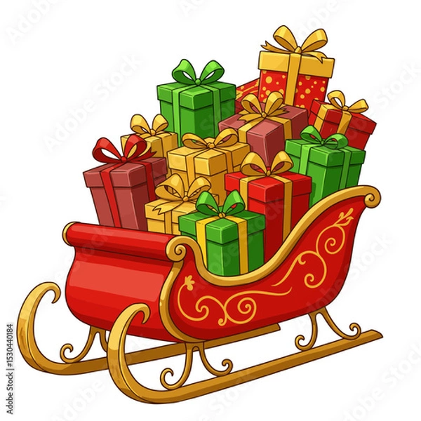 Obraz gift box on cart with christmas decoration concept for product display