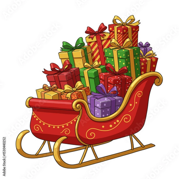 Obraz gift box on cart with christmas decoration concept for product display