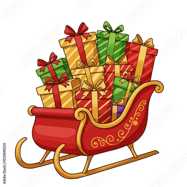 Obraz gift box on cart with christmas decoration concept for product display