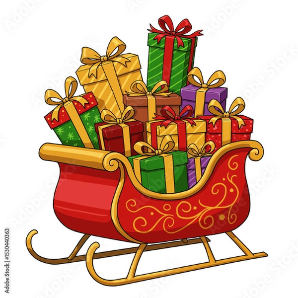 Obraz gift box on cart with christmas decoration concept for product display